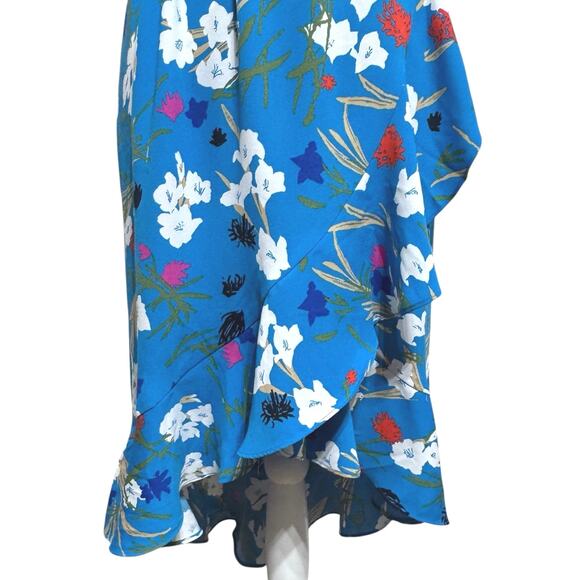 J. Crew Faux Wrap V-Neck Elastic Waist Dress Blue Floral Size Small - Picture 3 of 11